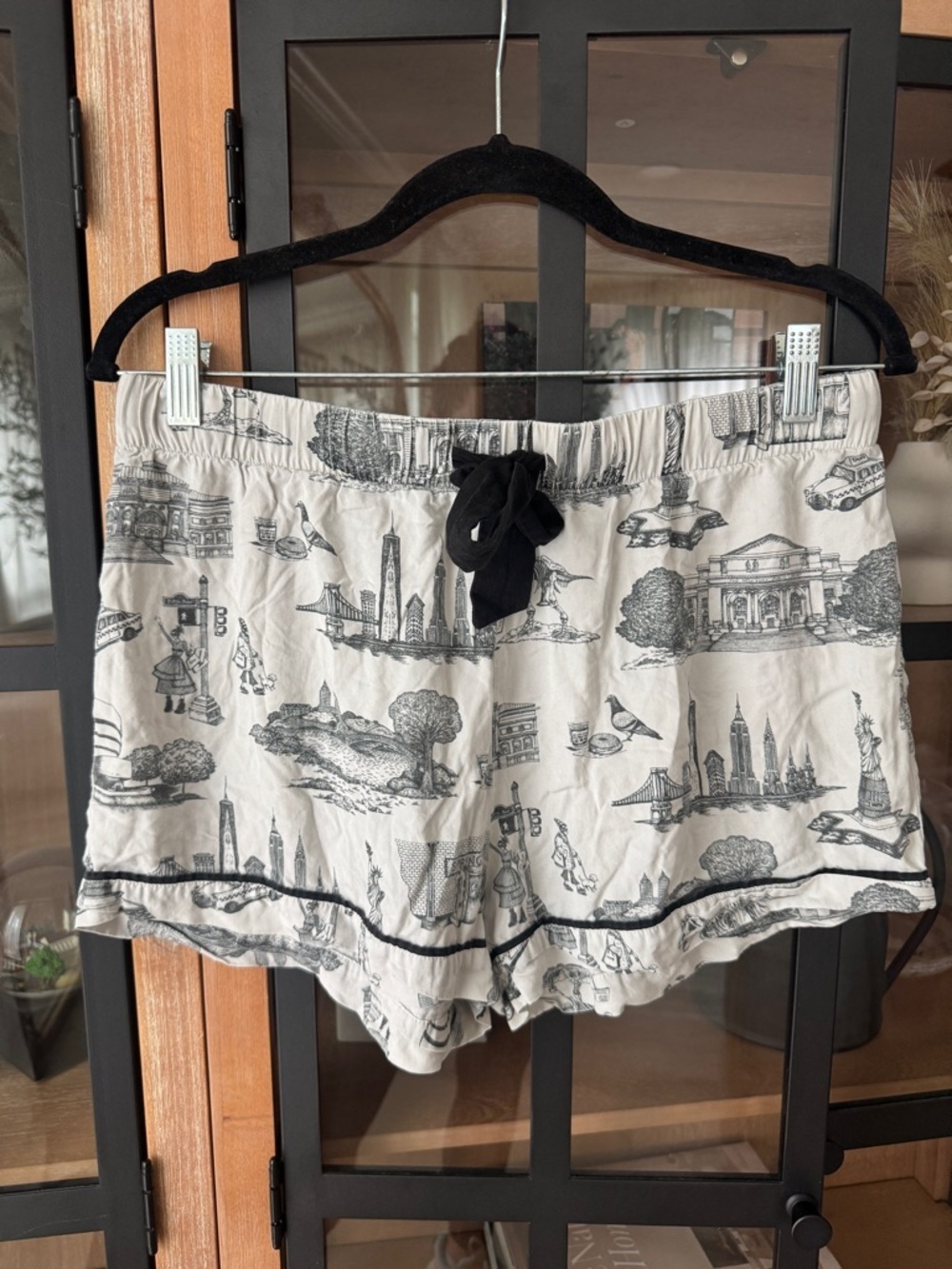 Katie Kime pajamas New York City Toile print Shorts drawstring NYC